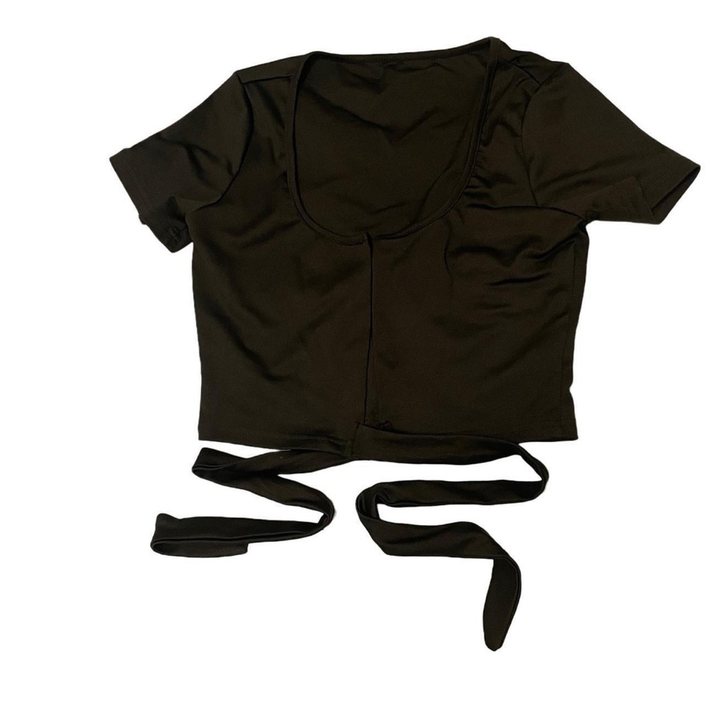 black cropped twist tie top unbranded